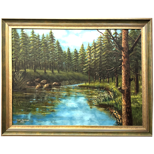 Large abstract oil painting with heavy texture